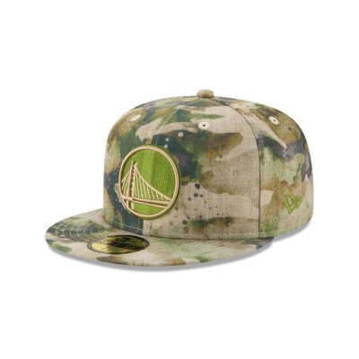 Golden State Warriors Gorra | New Era NBA Abstract Camo 59fifty Fitted Cap Mexico - Marrom
